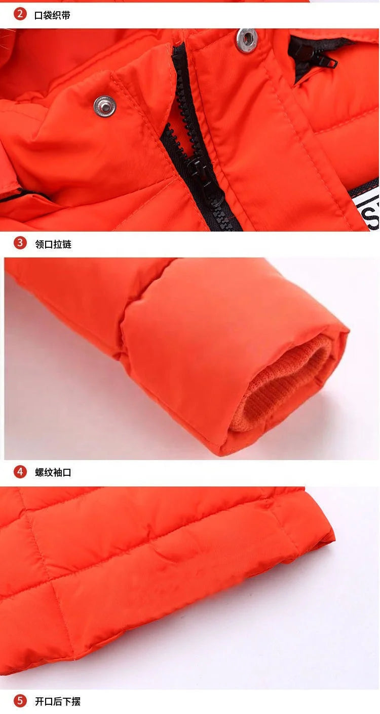 Children New Fashion Winter Outwear for Boys Warm Hooded Long Coat 90% Cotton Baby Casual Jackets Clothes for Boys Kids Parkas