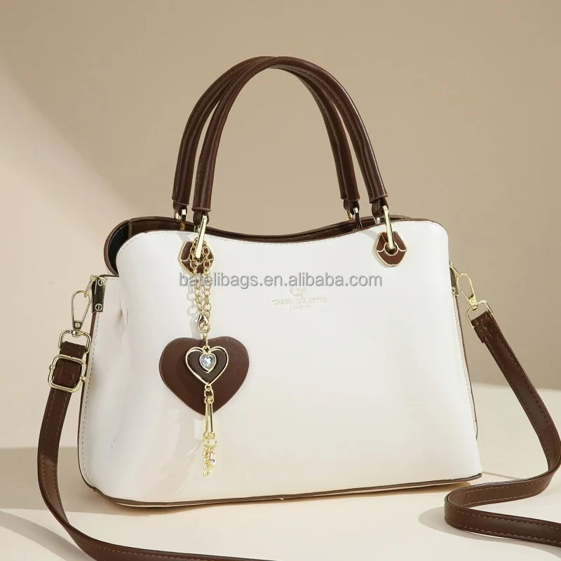 2025 New Original Design with Heart Pendant Large Capacity Work Travel Shopping Tote High Quality Elegant Women's Handbag