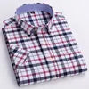 Men's Casual Cotton Linen Knitted Yarn Dyed Short-Sleeved Shirt New Generation Summer Collection Breathable Sweat-Absorbent