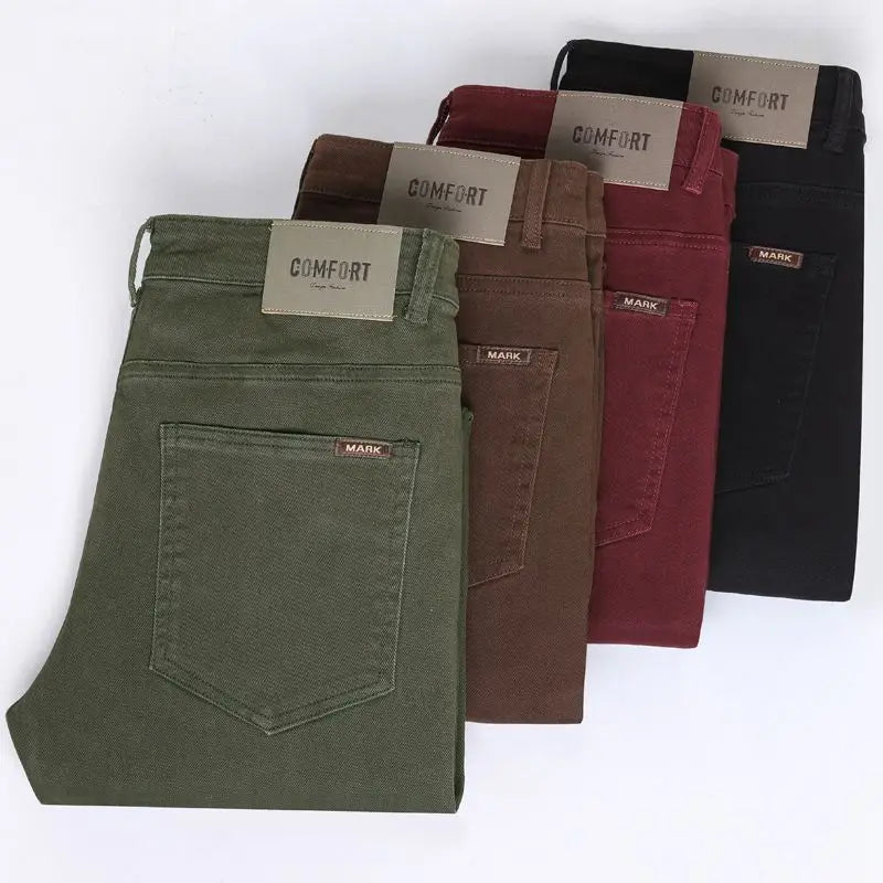 Four-season 100% Pure Cotton Best-selling Men's Casual Pants, Loose Straight Fit with No Hip Restriction Casual Long Pants