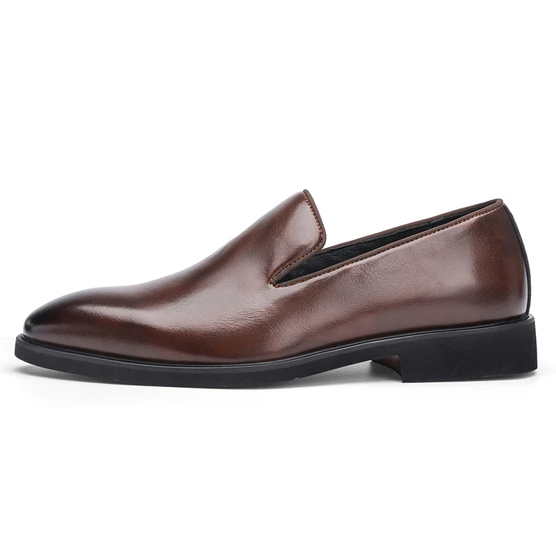 New Fashion Men Casual Brown Sole Soft Leather Shoes Comfortable Simply Pure Man Business Office Shoe