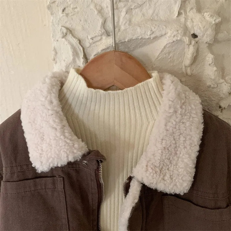 2022 Autumn Winter Infant Baby Boys Thicken Outwears Cotton Padded Coat Casual Solid Clothes Fleece Toddler Winter Jacket