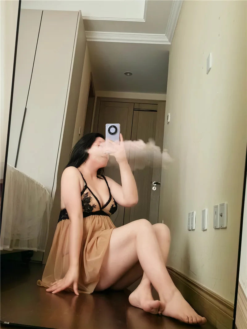 6XLEuropean and American Lingerie Plus Size Pajamas Women's Lace Nightgown Hot Sexy Deep V Transparent Sex Lingerie Night Dress
