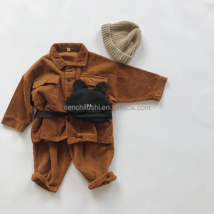 D301 Children's Coat Spring and Autumn New Korean Version of Retro Foreign Style Printed 100% Cotton Cardigan for Boys and Girls