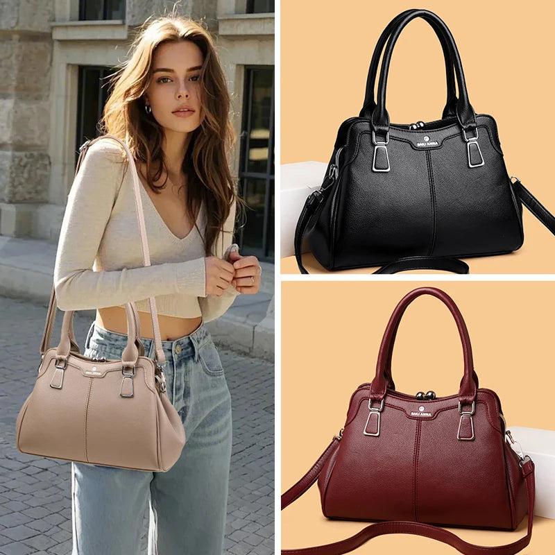 New High-End PU Fashion Women's Casual Tote Crossbody Bag with Zipper Closure Versatile Daily Use
