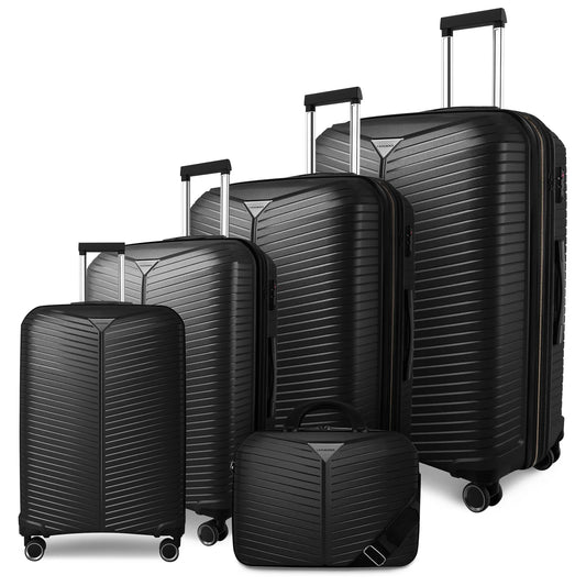 Black Valise De Voyage Luggage Travel Bags 5pcs Hard Shell Suitcase Luggage Set with Spinner Wheels for Business & Family Travel