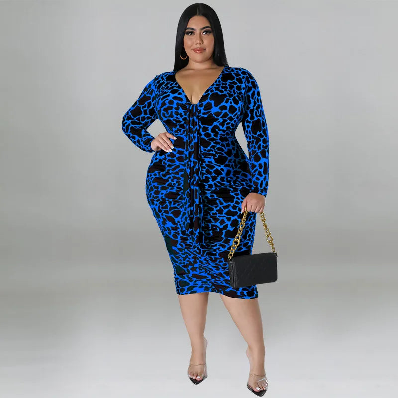 women clothes New Fall Autumn Arrivals 2022 High Quality Leopard Print Slim Fit Fashion Plus Size Women's Dress