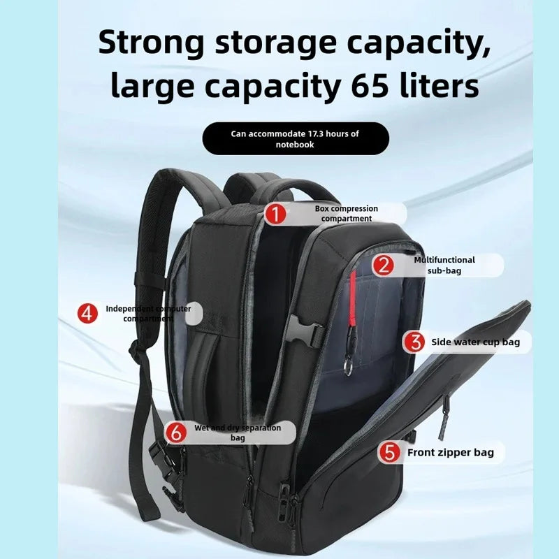 Built-In Compression Storage Vacuum Travel Bag Business Zippered Strap Zippered Letter Design Complements Laptop Backpacks