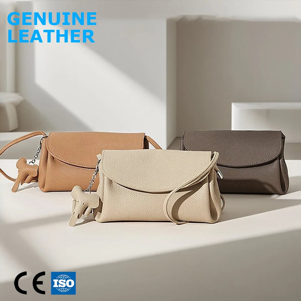 3333 G- SHINEERA 2026 Luxury Genuine Cowhide Leather Shoulder Bag Minimalist Hobo Handbag Zipper Crescent Purse