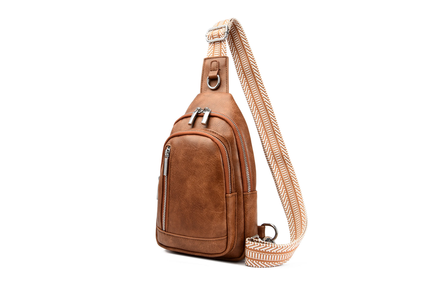 OEM Women's Vintage PU Leather Crossbody Fanny Pack Multifunctional Sling Chest Waist Bag for Travel Fashionable Lady National