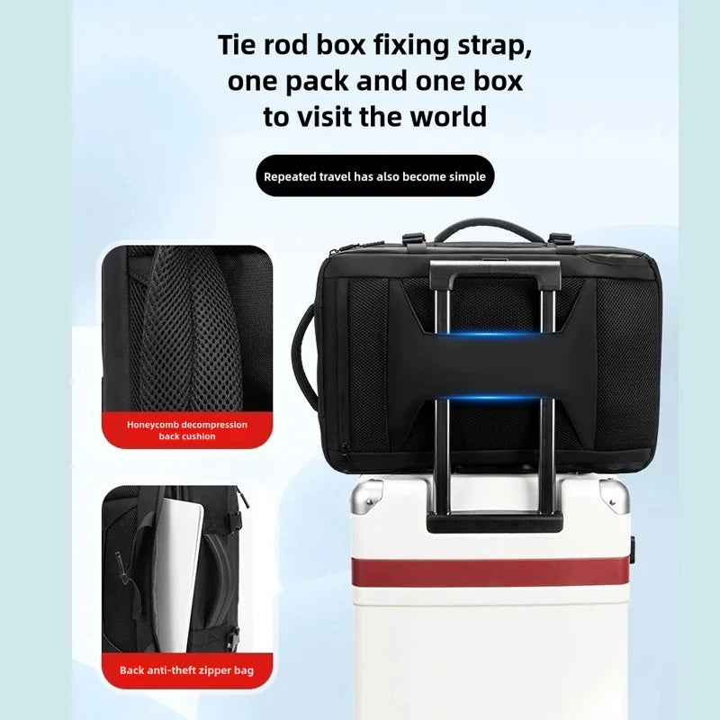 Built-In Compression Storage Vacuum Travel Bag Business Zippered Strap Zippered Letter Design Complements Laptop Backpacks