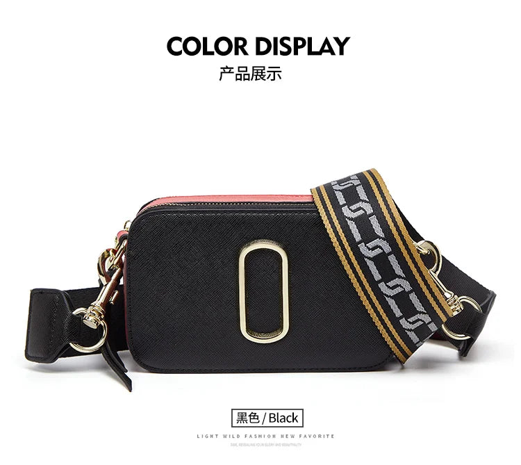 New Fashion Camera Bag Hand Woven Wide Shoulder Strap Crossbody Fashion Temperament Bag Large Capacity Small square Bag