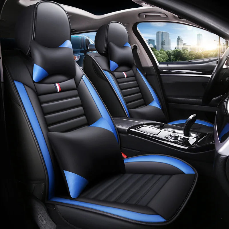 car seat cover Five-seat Universal Leather Car Seat Cushion Cover Full-Enclosed Wear-Resistant Durable Removable Standard Fitment