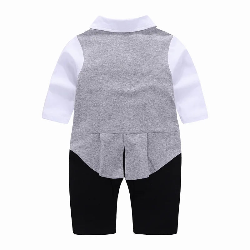 Summer Kids Clothes Baby Boys Tuxedo Gentleman Onesie Romper Jumpsuit Baptism Dress Boy BBRS-002