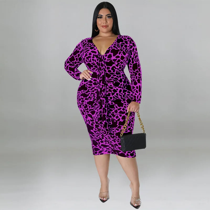 women clothes New Fall Autumn Arrivals 2022 High Quality Leopard Print Slim Fit Fashion Plus Size Women's Dress