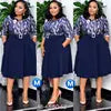 L-4XL Patchwork Pleated African Clothes Plus Size Africa Clothing Christmas Robe African Print Dresses for Women Dress