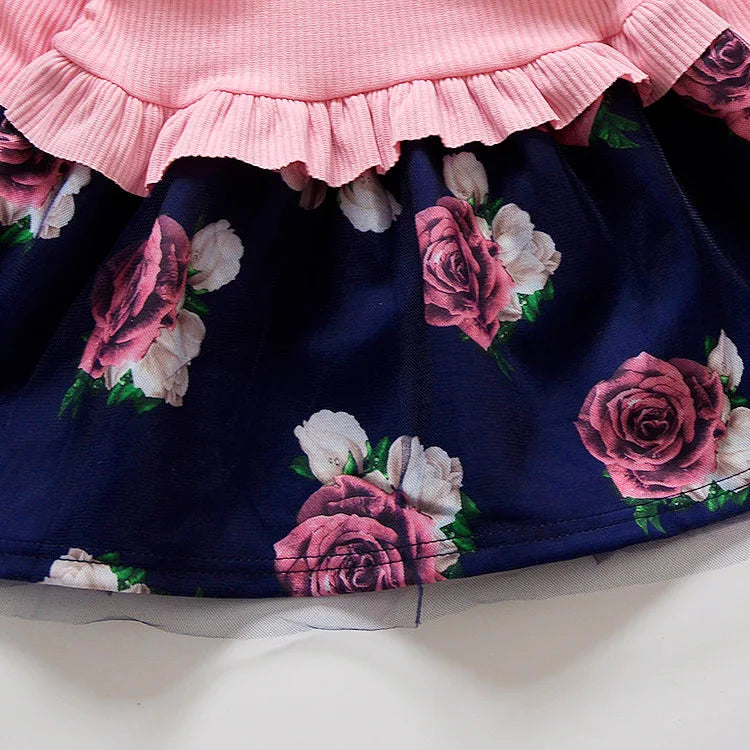 Flower Girl Dress Casual 1-9 Years Floral Baby Girls Dresses Cotton 4 Colors Wedding Party Children Clothes Birthday Clothing