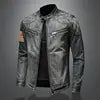 Vintage Denim Jacket With Zip Stand up Cotton Slim Fit Denim Coat Jeans Long Sleeve Loose Pocket Zipper Top Jacket Men