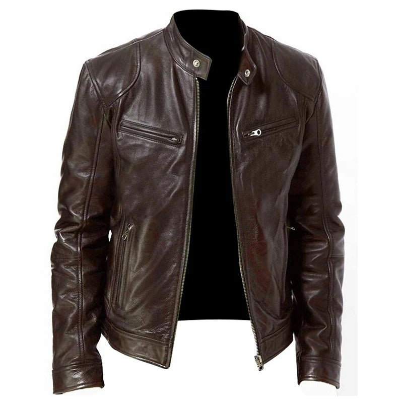 2021 Winter Fashion Motorcycle Leather Oversized Jacket Men Slim Fit Pu Leather Waterproof Warm Black studded Leather Jacket