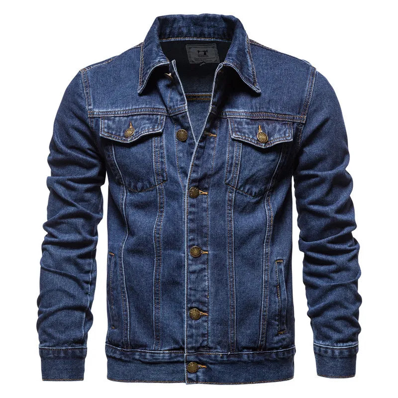 Fashion Casual Cotton Jean Jacket Men Plus Size Solid Denim Jacket Outdoor High Street Thick Denim Coat for Men