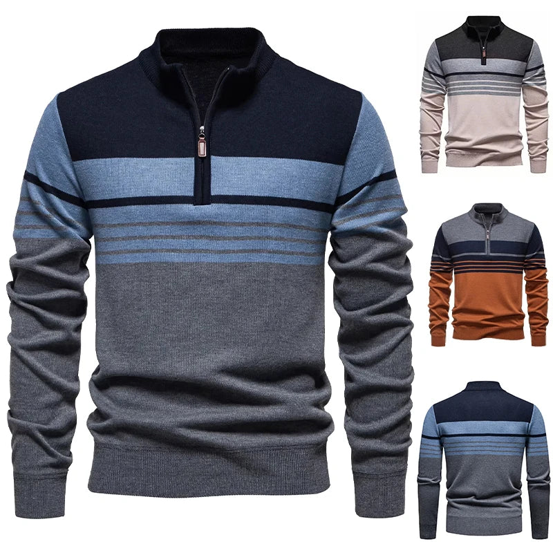 2026 New Arrival Men's Quarter Zip up Sweaters Slim Fit Lightweight Mock Neck Knitted Pullover Casual Polo Sweaters