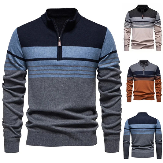 2026 New Arrival Men's Quarter Zip up Sweaters Slim Fit Lightweight Mock Neck Knitted Pullover Casual Polo Sweaters