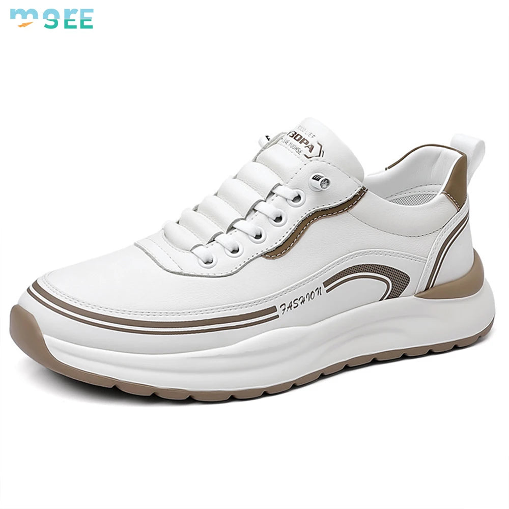 SeeMore New Men's Shoes Fashionable Leather-upper Outdoor Hiking Boots Middle-aged/elderly People Running Shoes