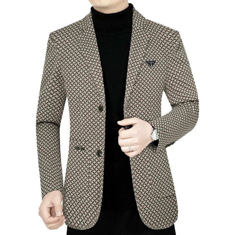 New Spring Men's Business Casual Single-Breasted Coat Jacket for Middle-Aged