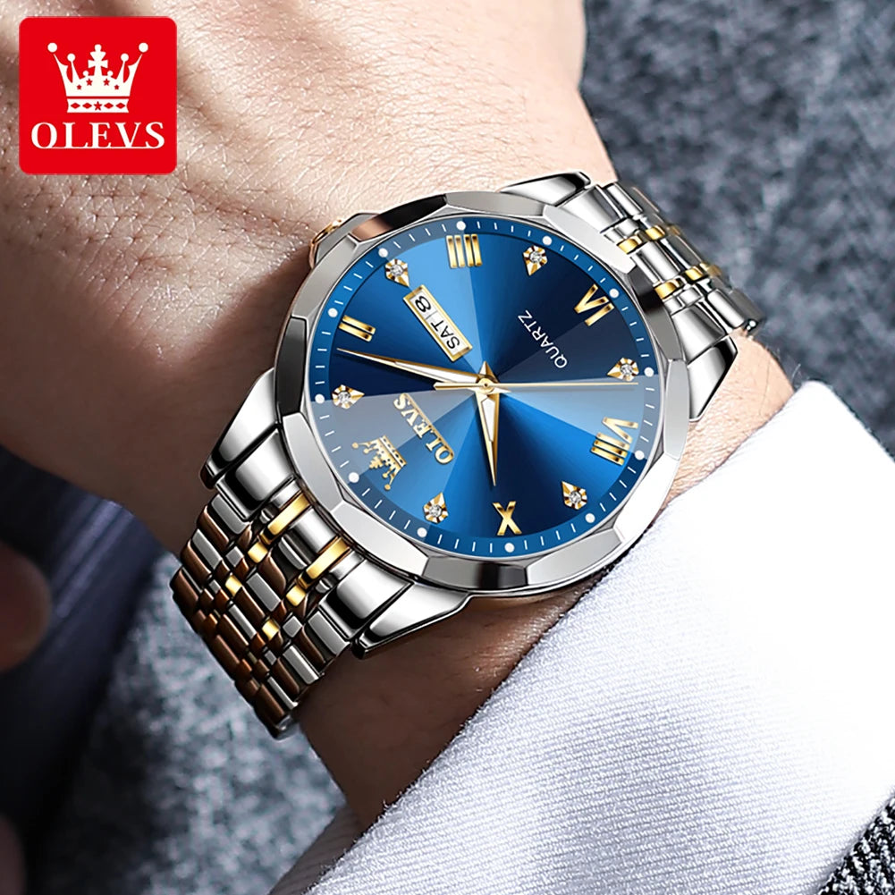 OLEVS 9931 Custom Oem logo Business Watch Luxury Men's Watch Waterproof Luminous Quartz Classic Steel  Watches for Men