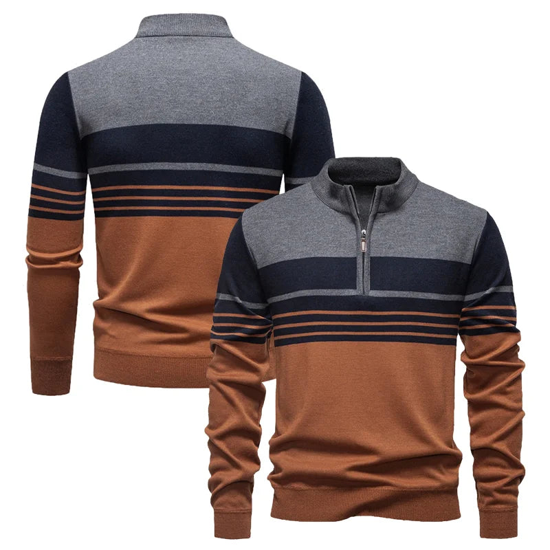 2026 New Arrival Men's Quarter Zip up Sweaters Slim Fit Lightweight Mock Neck Knitted Pullover Casual Polo Sweaters