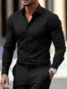 S-3XL Spring and Autumn Long Sleeved Shirt Business Suit Plus Size Long Sleeved Workwear Men's Work Shirt