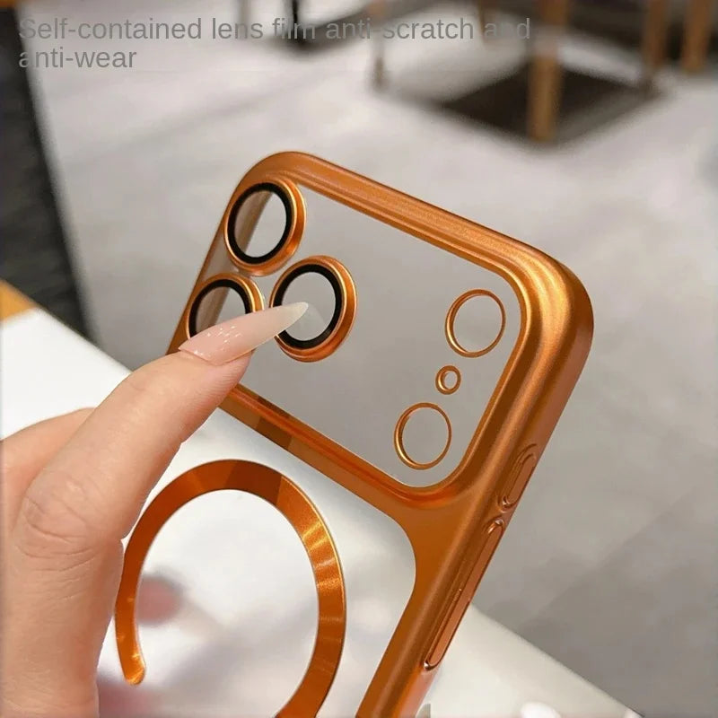 Luxury Matte Magnetic Transparent Phone Case for iPhone 17 16 15 Pro Max 17 Air Bumper Back Cases Cover