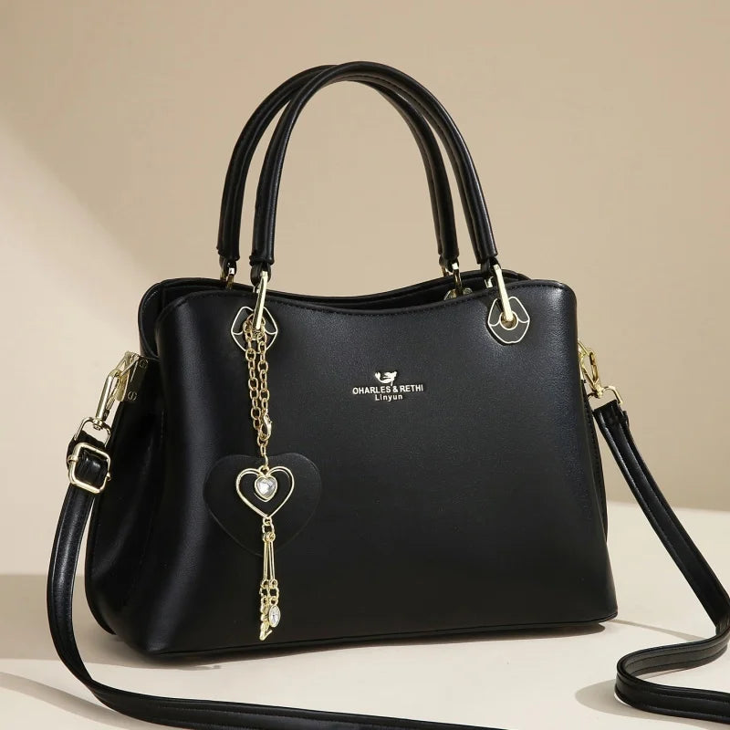 2025 New Original Design with Heart Pendant Large Capacity Work Travel Shopping Tote High Quality Elegant Women's Handbag