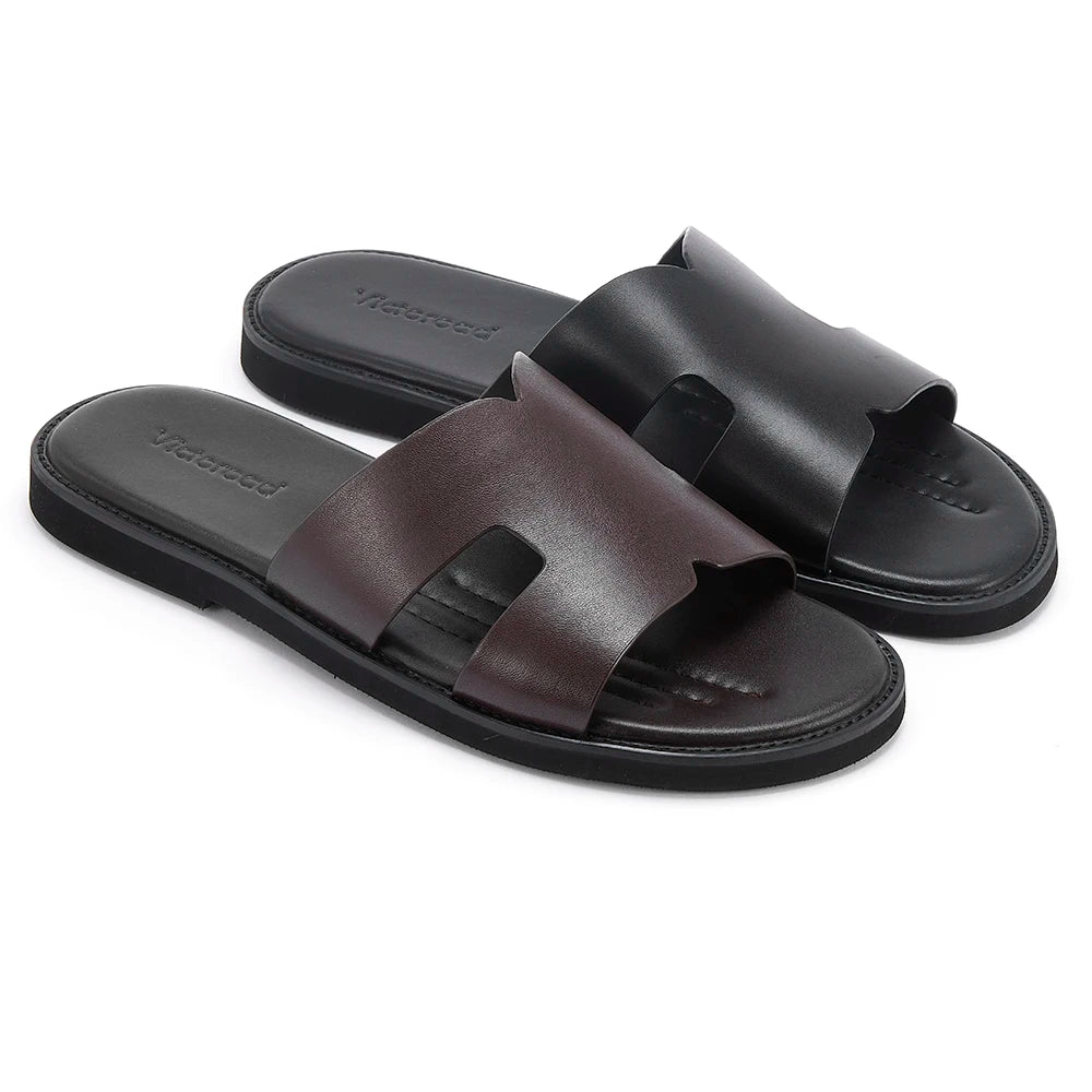 2025 Elegant Men's Calf Leather Non-slip Slippers Top Grade Cowhide Vamp Soft Comfortable Breathable Mens Daily Sandals Shoes