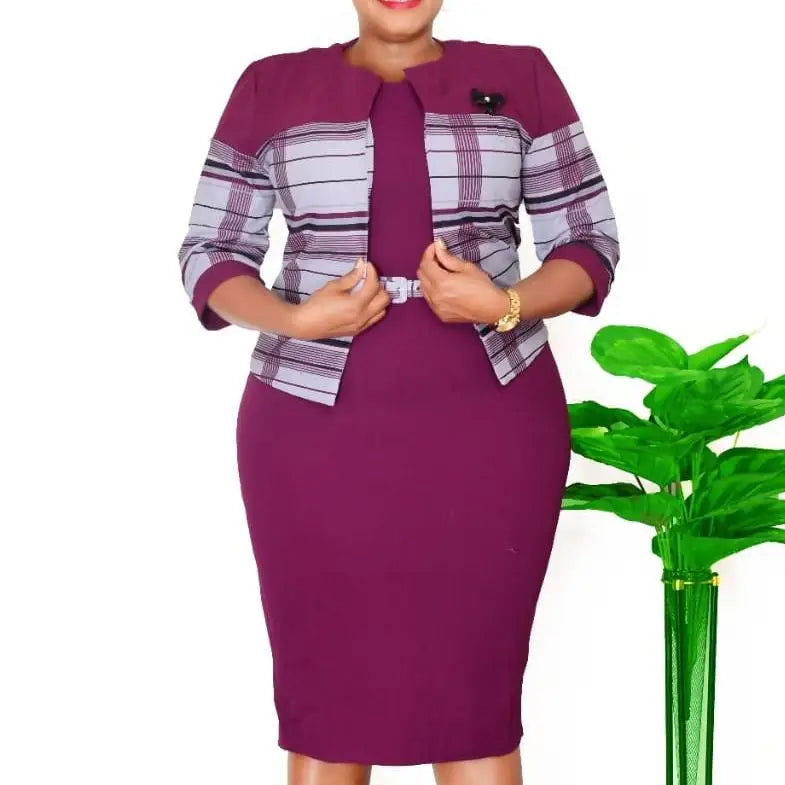 African Dresses for Women Spring Autumn African Polyester Plus Size Black Blue Green Purple Dress Suit African Clothes 2XL-6XL