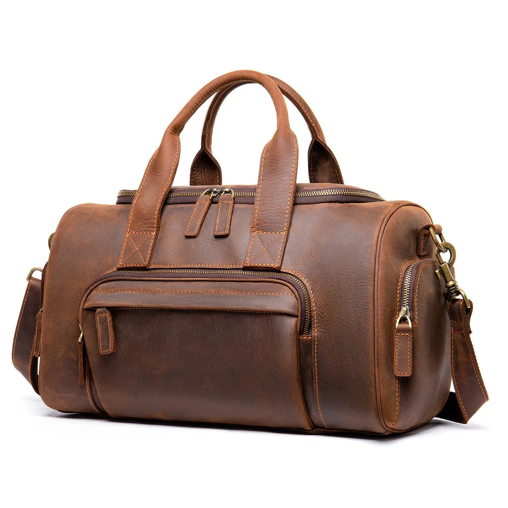Westal Vintage High Quality OEM Genuine Leather Luggage  Men Large Computer Travel Bags for Men