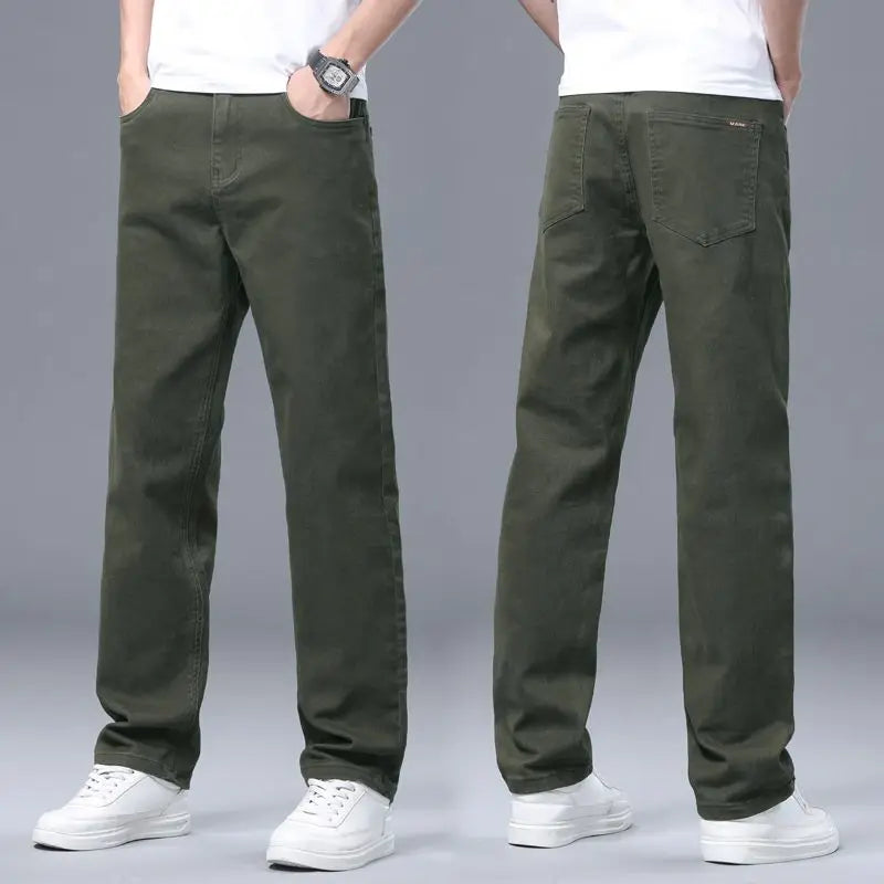 Four-season 100% Pure Cotton Best-selling Men's Casual Pants, Loose Straight Fit with No Hip Restriction Casual Long Pants