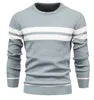 High Quality Wholesale Winter Hot Selling Men Clothes Casual Warm Stripe Pullovers Basic Slim Plus Size Sweaters