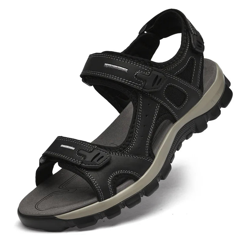 New Brand Design ECO Men's Summer Solid Sandals High Quality Outdoor Sandals with Breathable Thick Cowhide Upper USA Market Oem