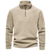 Men's Plaid 1/4 Quarter Zip Polar Fleece Pullover Sweatshirt Winter Stand Hoodies Tops Pocket Plain Dyed Color Block Design