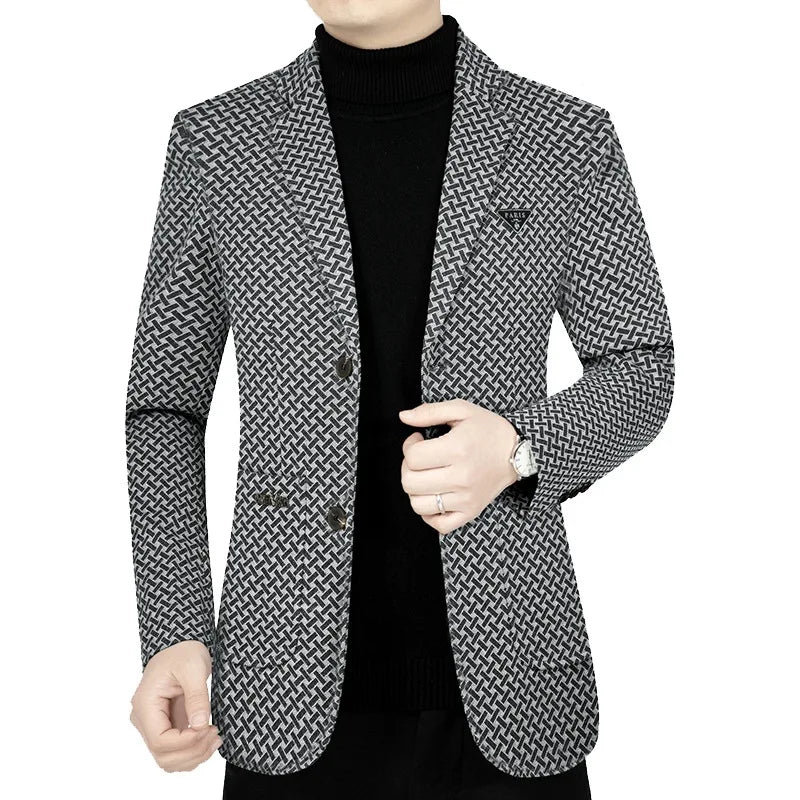 New Spring Men's Business Casual Single-Breasted Coat Jacket for Middle-Aged