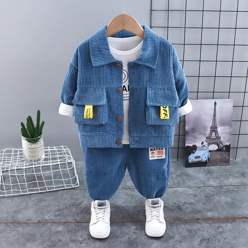 Boys' Little Suit Three Piece Set Baby Spring and Autumn New British Dress Children's Wear