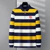 High Quality 100% Cotton Men's Long Sleeve Striped Polo Shirt with RL Embroidery Business Casual Polo Tops#RL