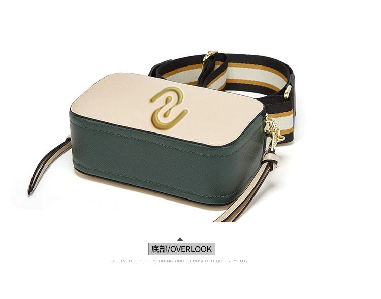 New Fashion Camera Bag Hand Woven Wide Shoulder Strap Crossbody Fashion Temperament Bag Large Capacity Small square Bag