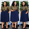 L-4XL Patchwork Pleated African Clothes Plus Size Africa Clothing Christmas Robe African Print Dresses for Women Dress