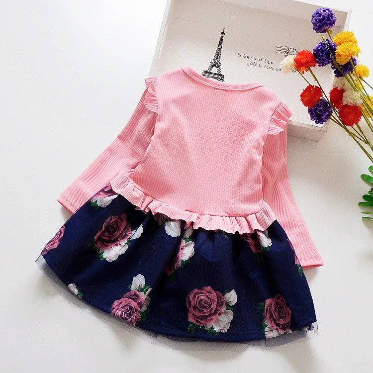 Flower Girl Dress Casual 1-9 Years Floral Baby Girls Dresses Cotton 4 Colors Wedding Party Children Clothes Birthday Clothing