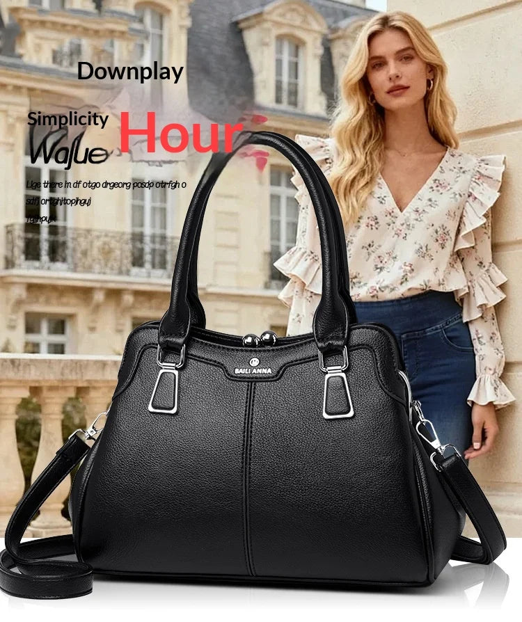 New High-End PU Fashion Women's Casual Tote Crossbody Bag with Zipper Closure Versatile Daily Use