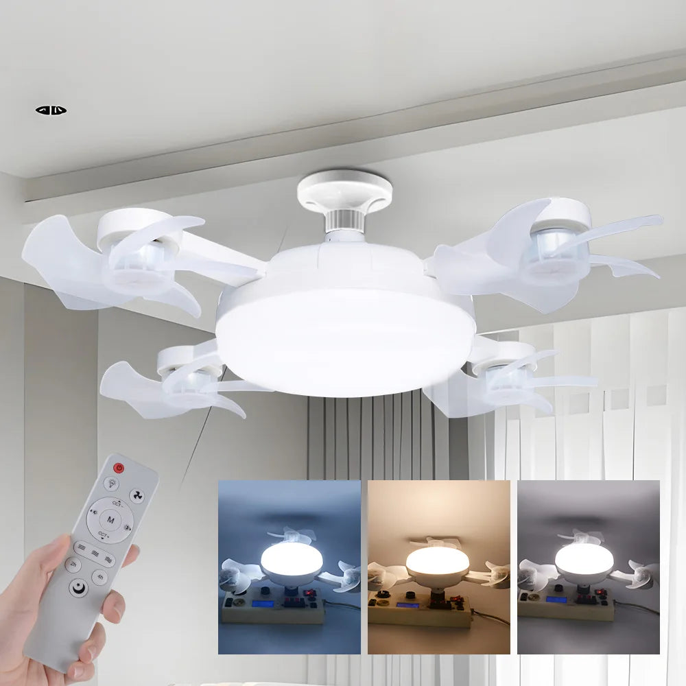 Home accessories Modern Creative Ceiling Fan Lamp Remote Control Foldable Stepless Dimming E27 45cm Drone Ceiling Fan with LED Lights Home Decor