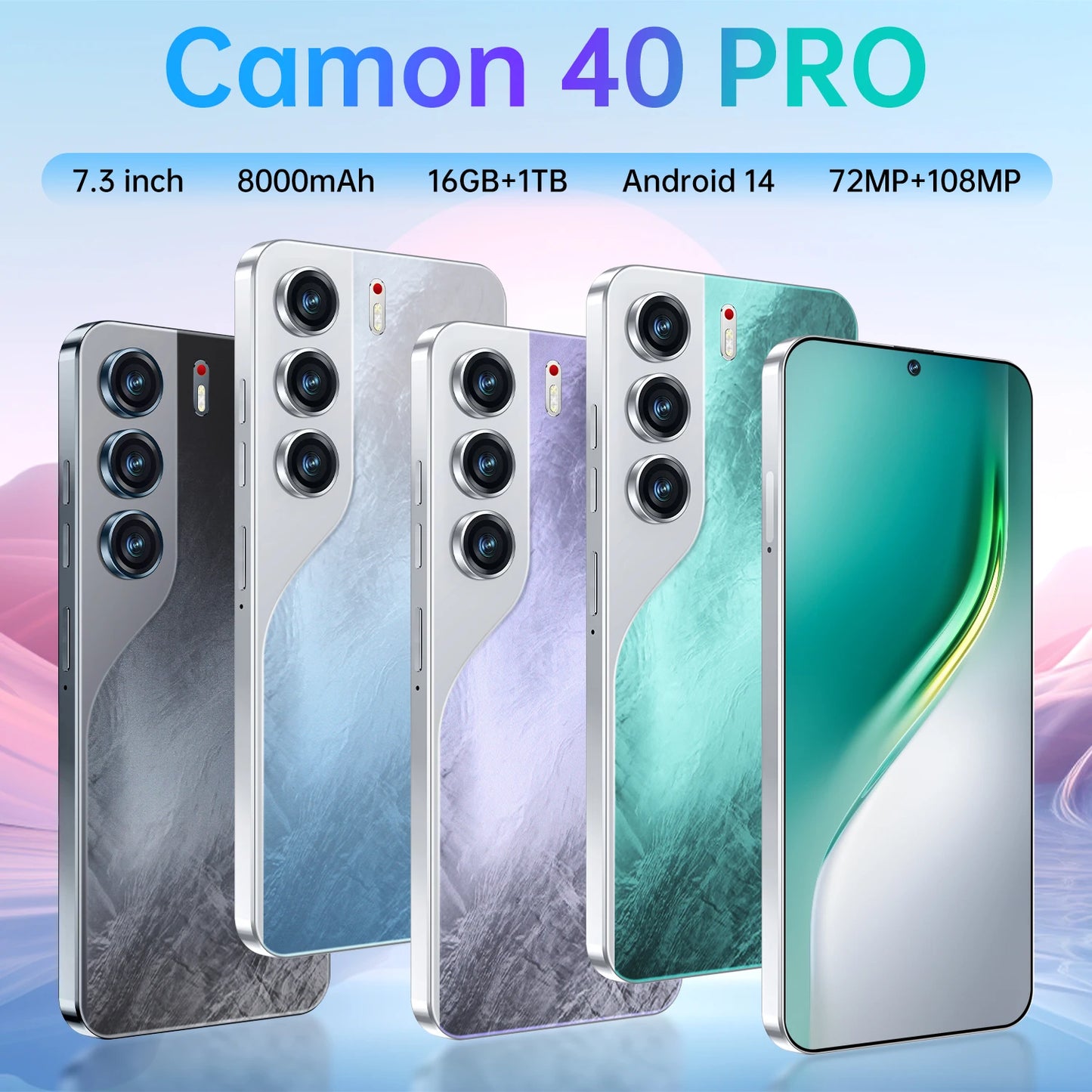 Original Unlocked 16GB Tecno Camon 40 Pro 5G Smartphone 7.3 Inch 1TB 5G Phone