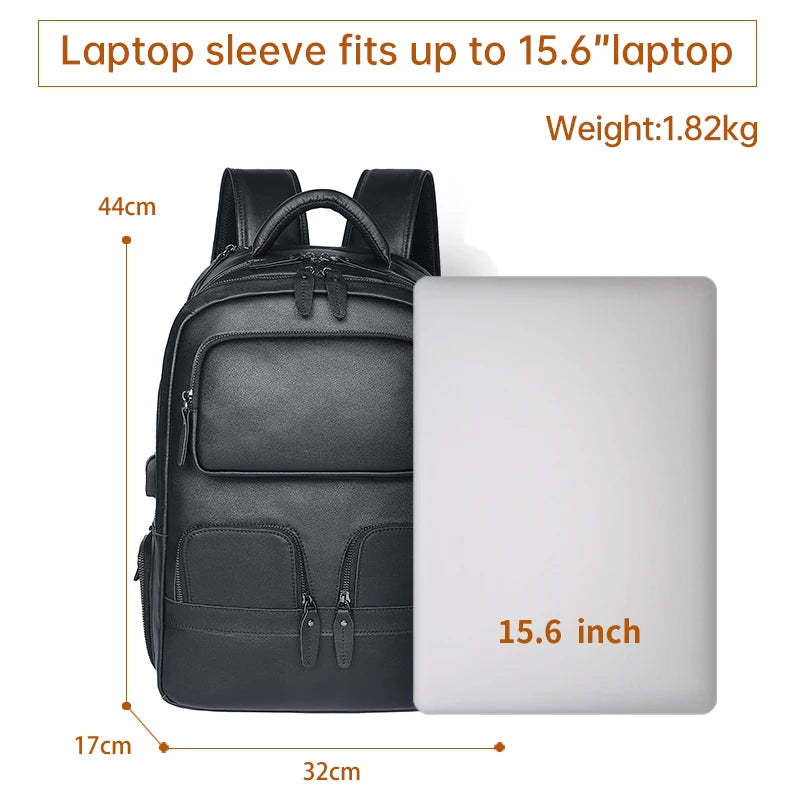 Fashion Designer Luxury High Quality Men's Travel Business Computer Notebook Backpack Waterproof Leather Backpack School Bag